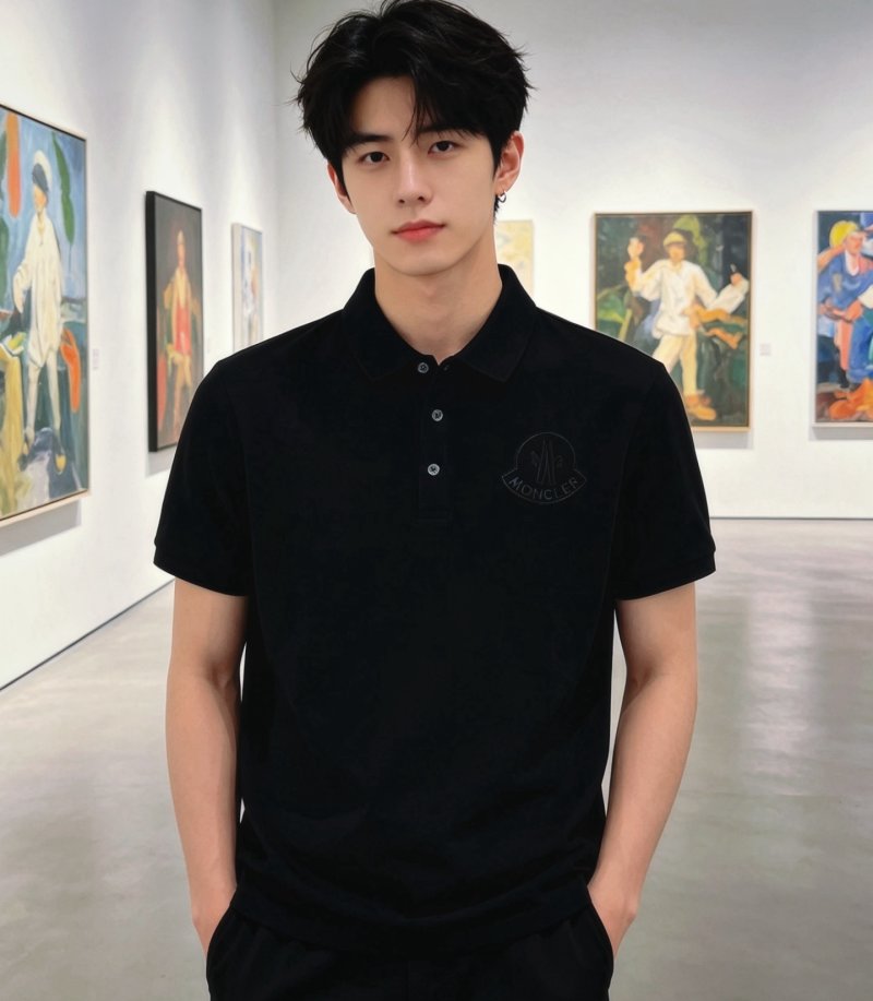 Moncler Black Short-Sleeve Polo Shirt view