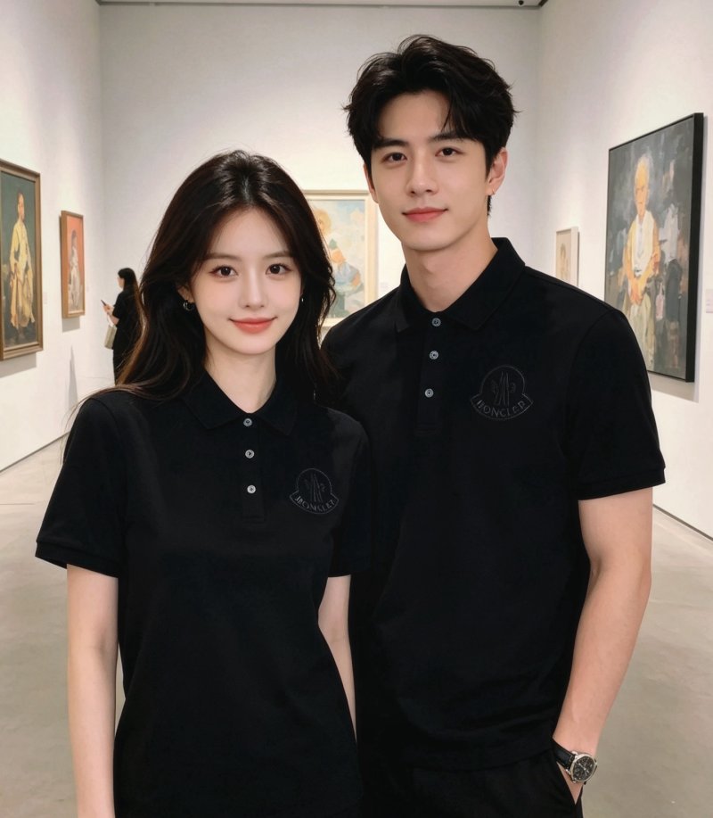 Moncler Black Short-Sleeve Polo Shirt view