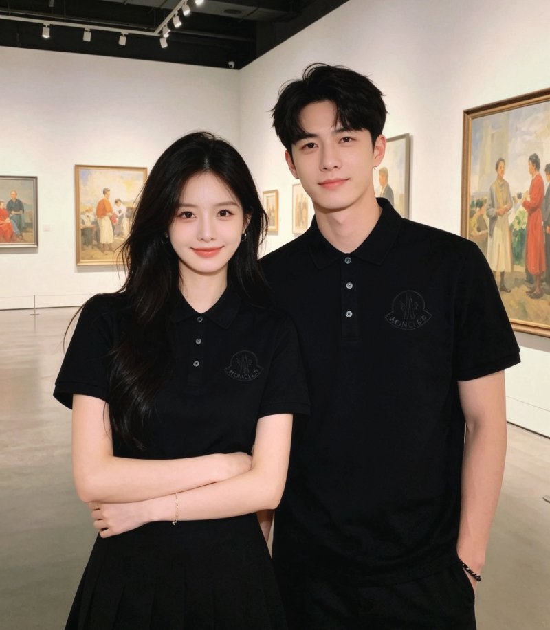 Moncler Black Short-Sleeve Polo Shirt view