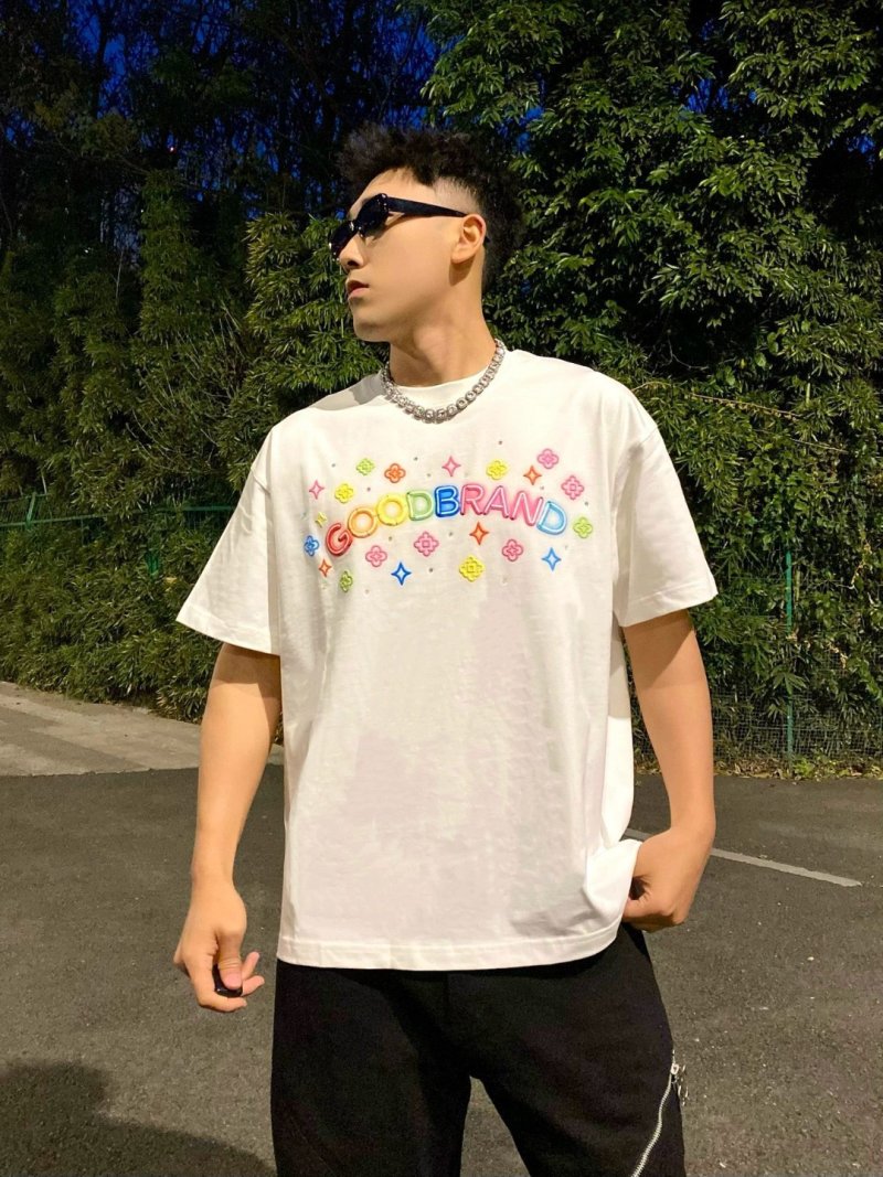 Colorful Graphic Print Short Sleeve T-Shirt White
