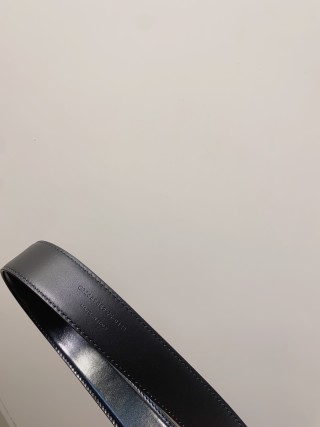YSL Black Leather Belt with Gold Square Buckle view 6