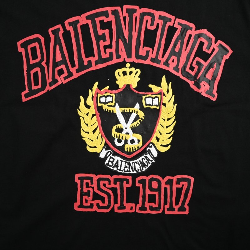 Balenciaga Est.1917 Crown Logo Black T-Shirt view