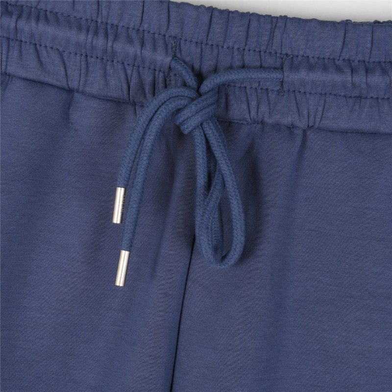 Blue Denim Knee-Length Shorts with Drawstring view