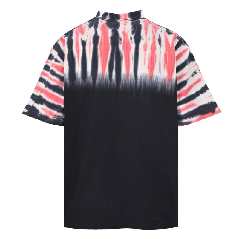 Vintage Graphic Print Black T-Shirt with Red Tie-Dye Sleeves view