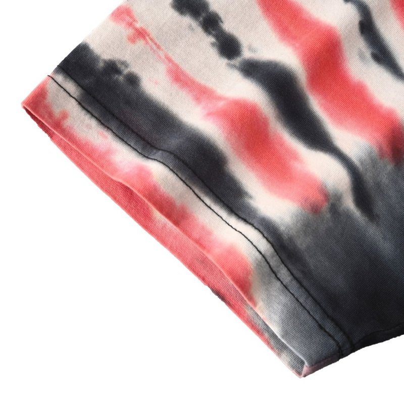 Vintage Graphic Print Black T-Shirt with Red Tie-Dye Sleeves view