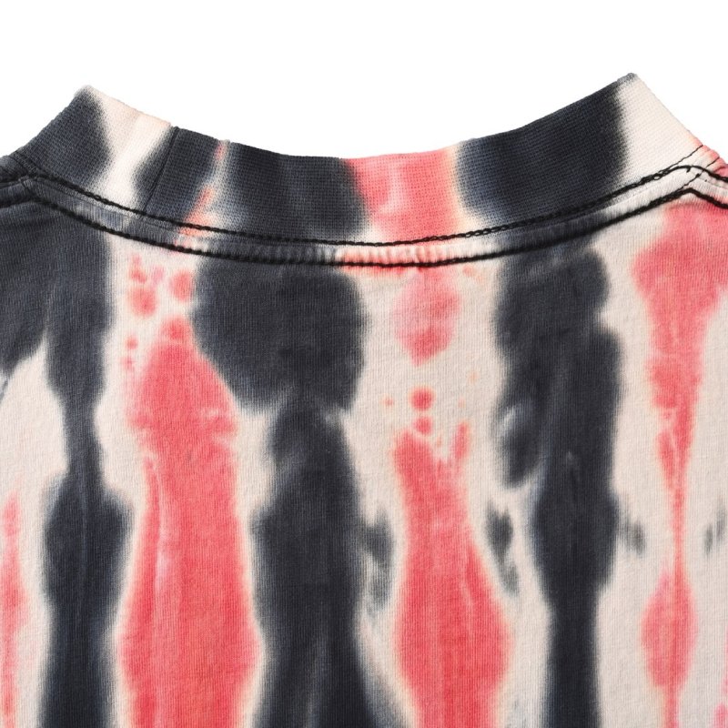 Vintage Graphic Print Black T-Shirt with Red Tie-Dye Sleeves view