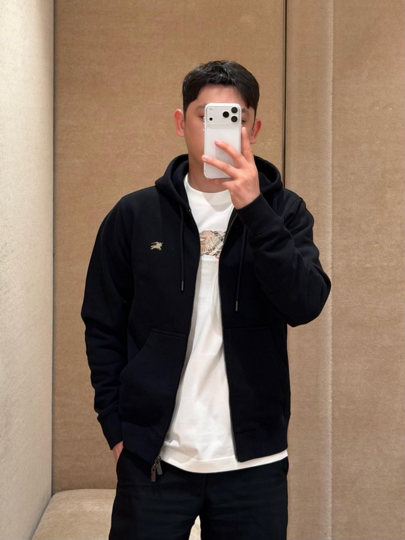 Burberry Black Zip Hoodie Jacket with Gold Logo view