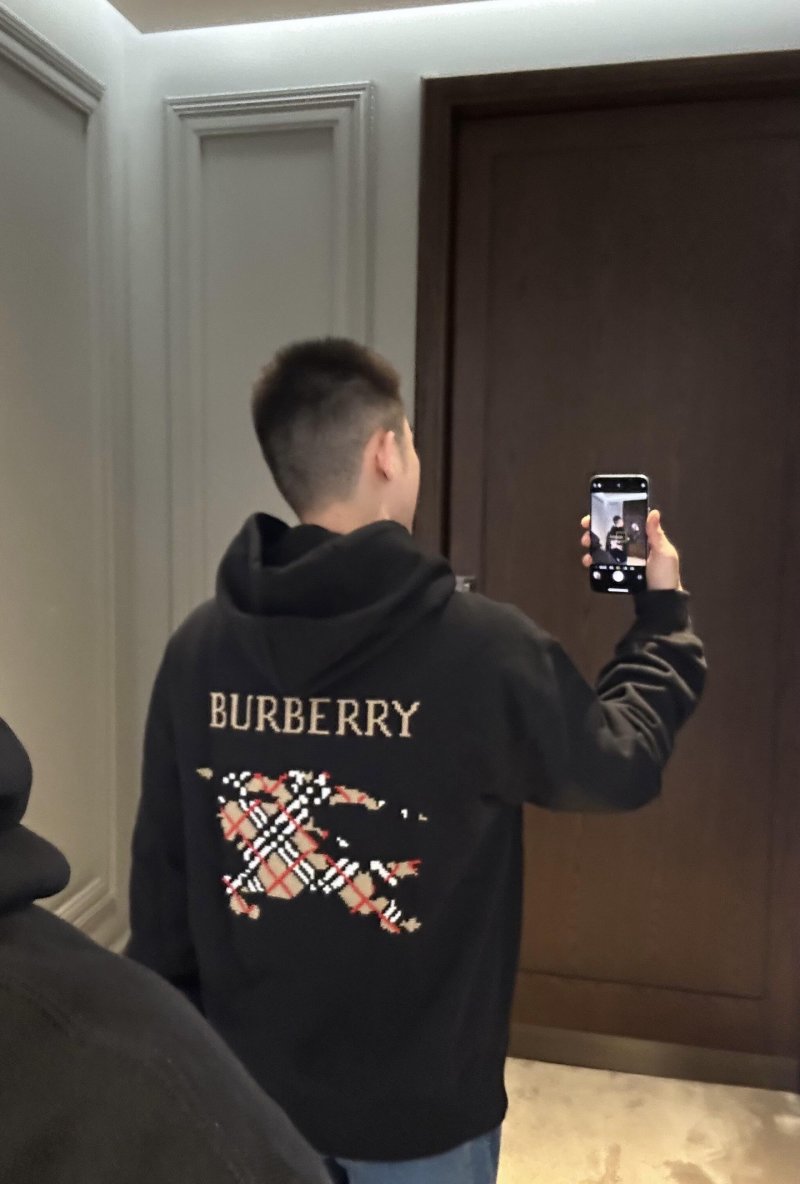 Burberry Black Zip Hoodie Jacket with Gold Logo view