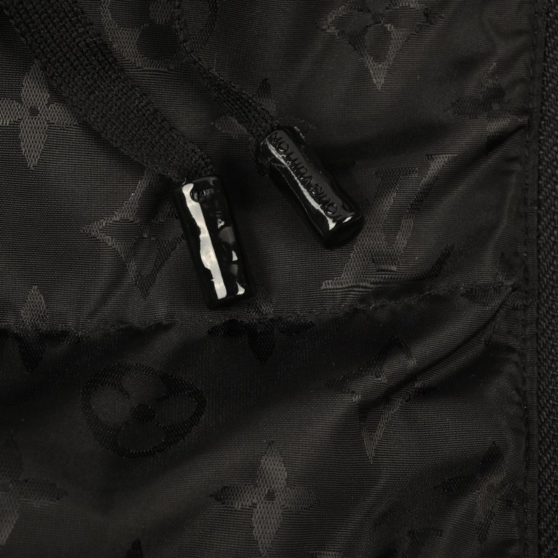 Black Puffer Down Jacket with Cream Fleece Lining view