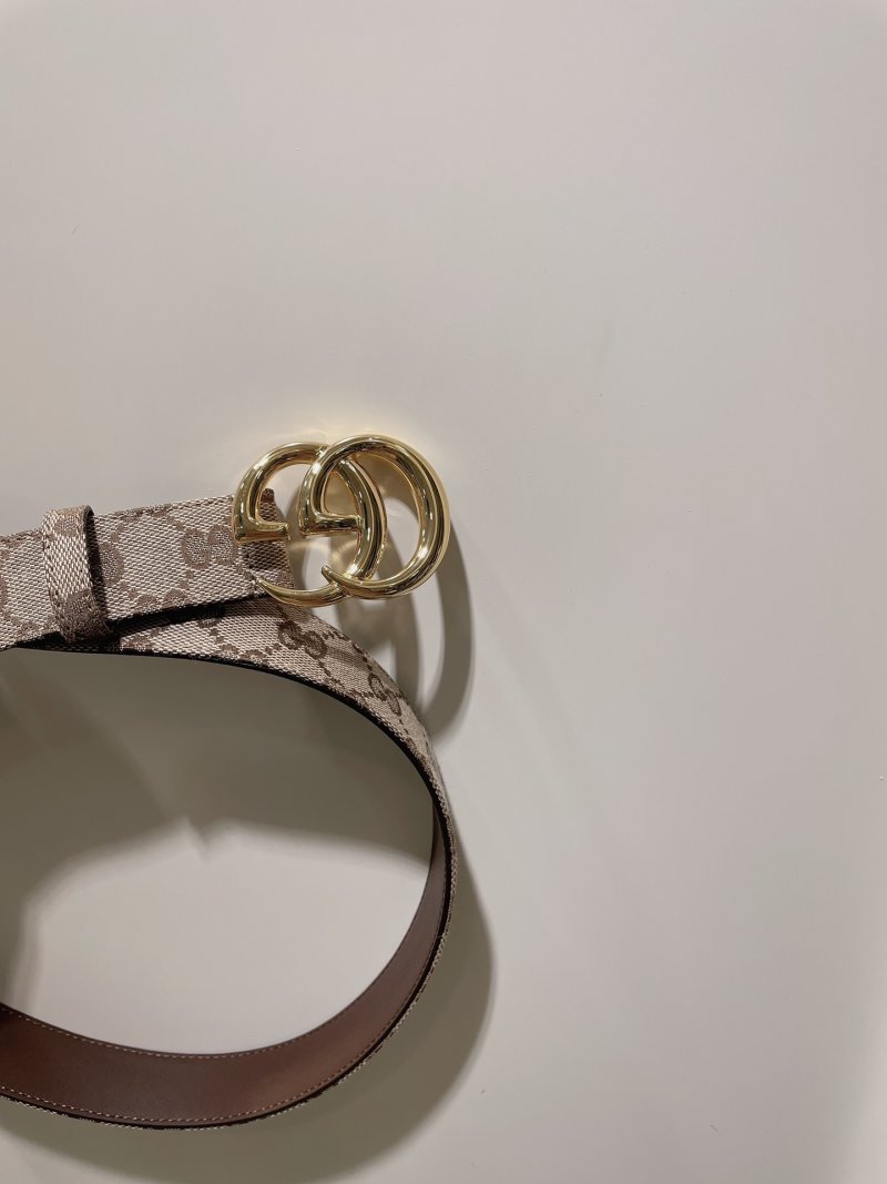 Gucci GG Marmont Narrow Canvas Belt with Gold Double G Buckle view