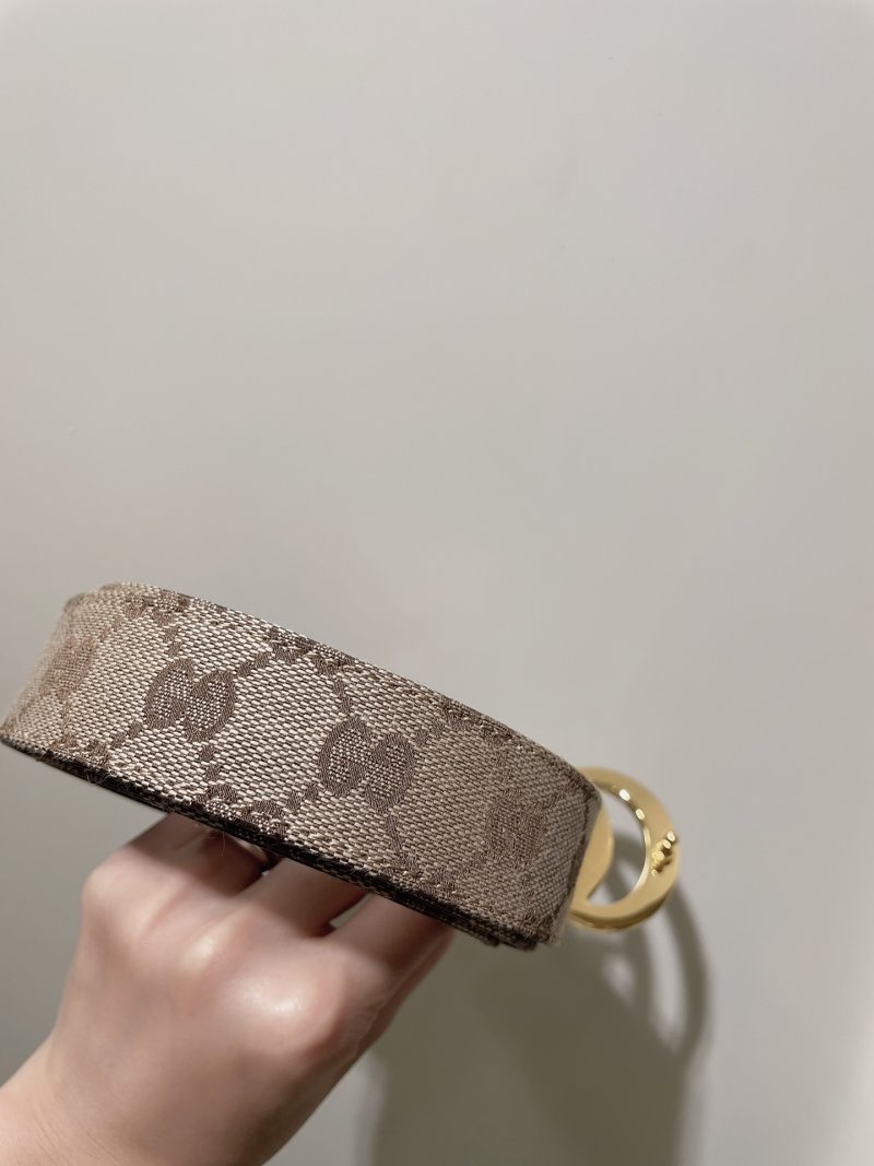 Gucci GG Marmont Narrow Canvas Belt with Gold Double G Buckle view