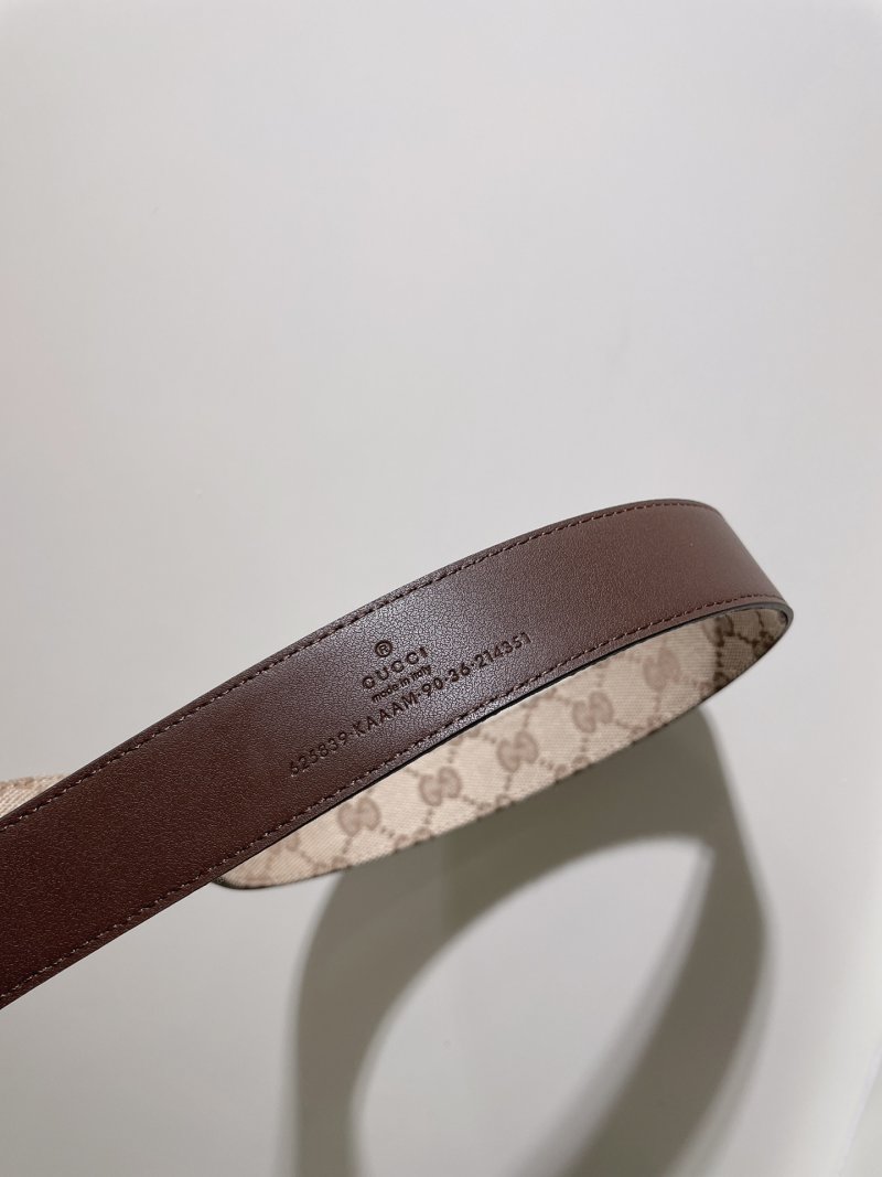 Gucci GG Marmont Narrow Canvas Belt with Gold Double G Buckle view