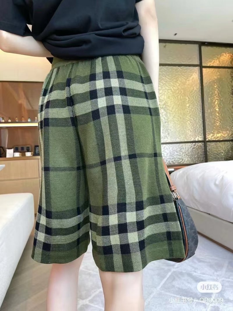 Burberry Green Check Wool Blend Shorts view