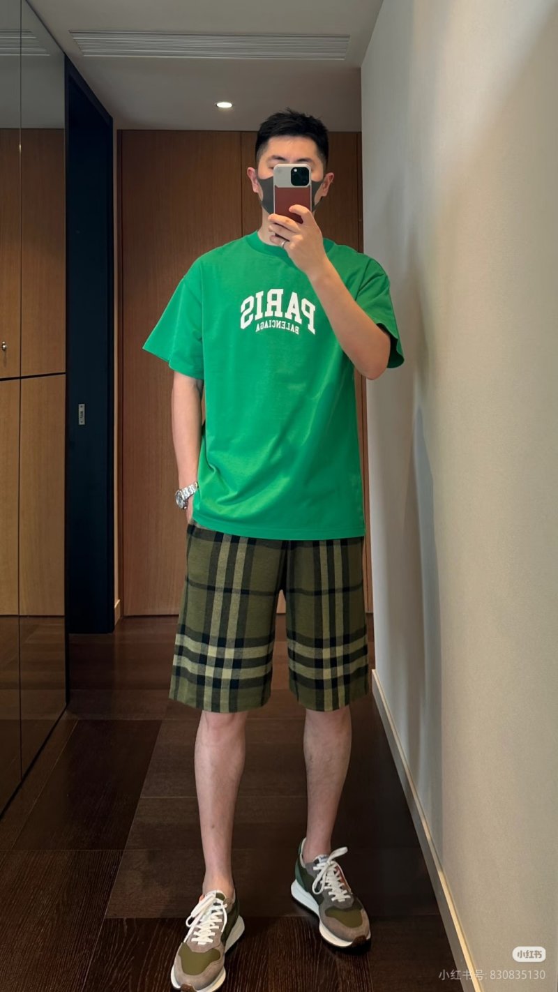 Burberry Green Check Wool Blend Shorts view