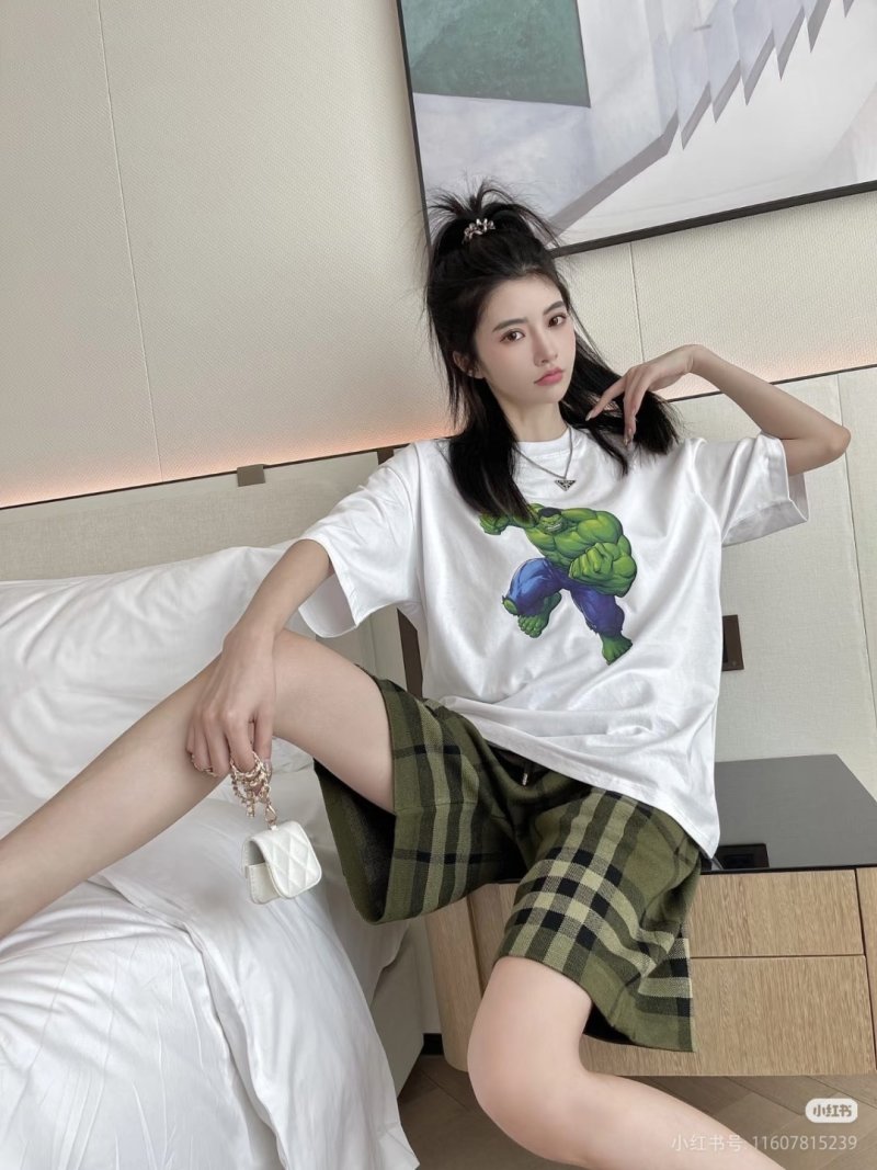 Burberry Green Check Wool Blend Shorts view