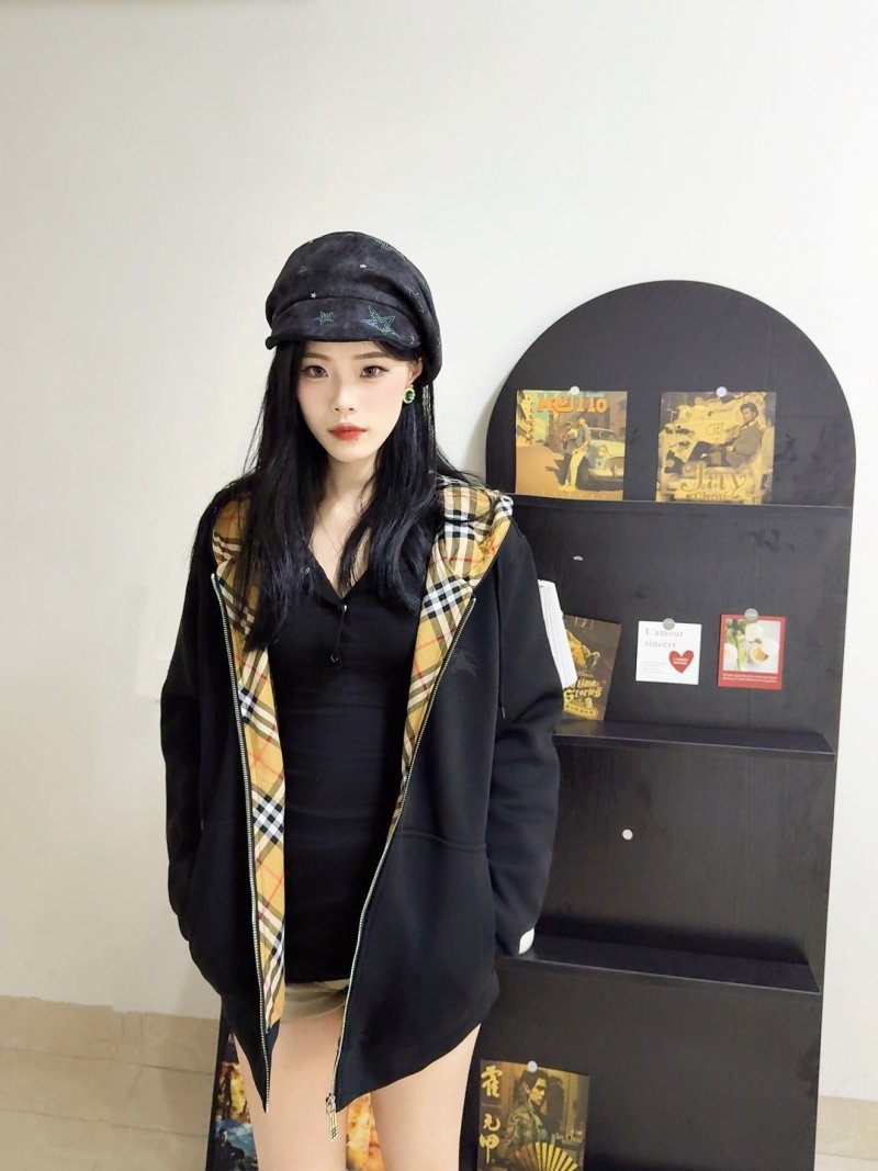 Black & Yellow Plaid Reversible Hooded Jacket