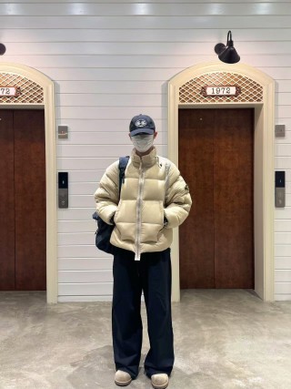 Stone Island Mesh Island Badge Puffer Down Jacket Cream view 12
