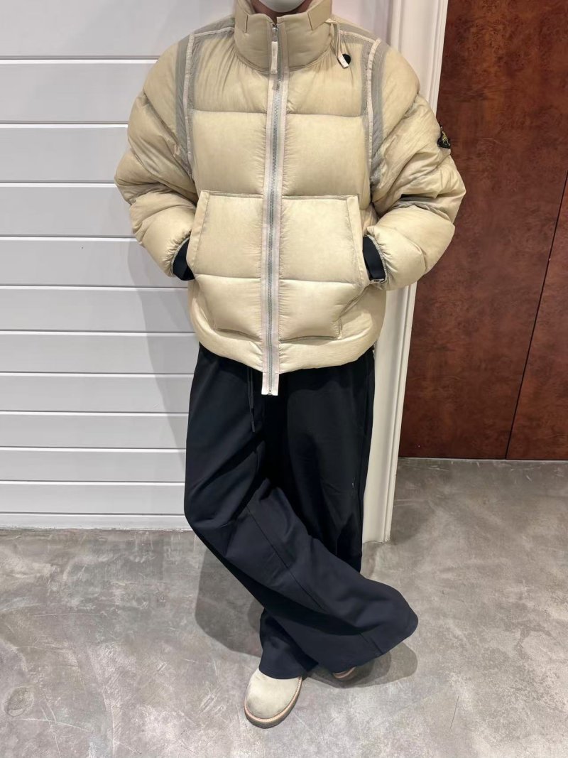 Cream Puffer Down Jacket - Oversized Fit view