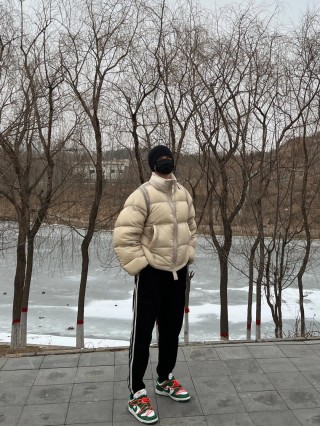 Stone Island Mesh Island Badge Puffer Down Jacket Cream view 19