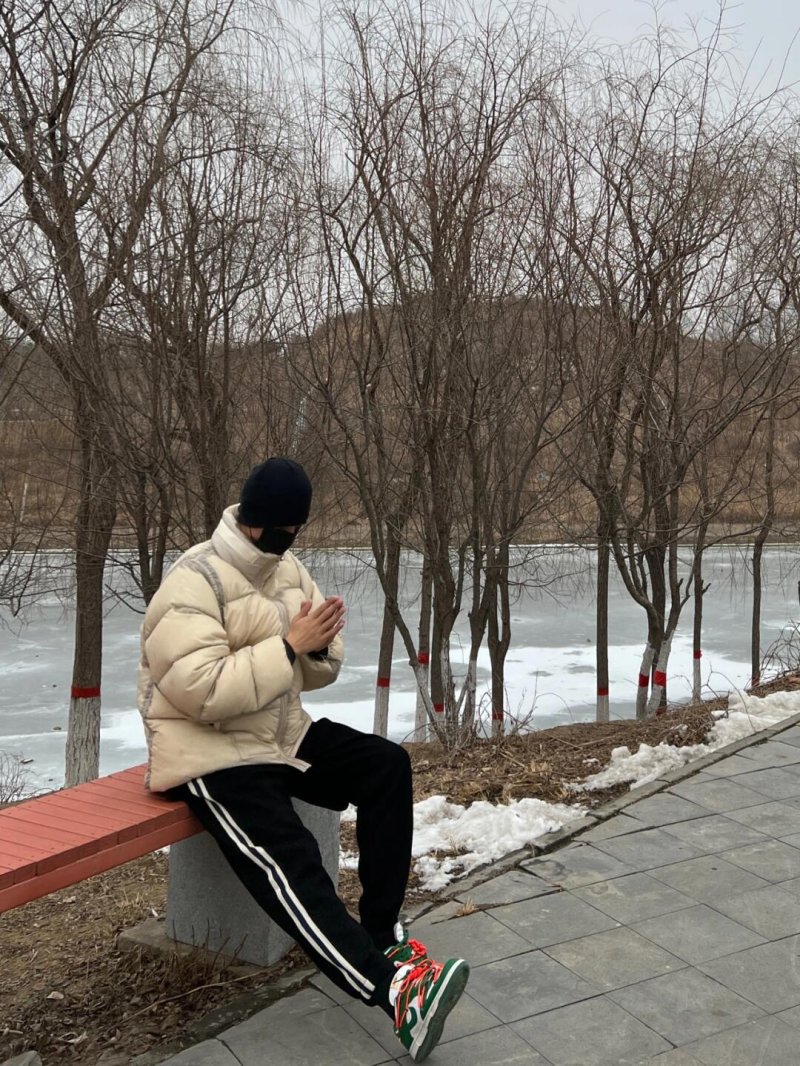 Cream Puffer Down Jacket - Oversized Fit view