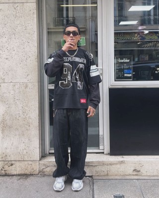 Supreme Black '94' Jersey T-Shirt with Gray Stripes view 2