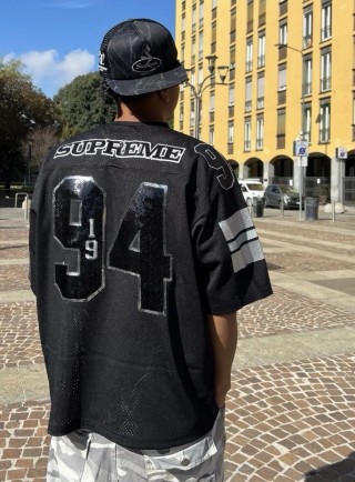 Supreme Black '94' Jersey T-Shirt with Gray Stripes view 3
