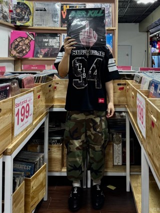Supreme Black '94' Jersey T-Shirt with Gray Stripes view 4