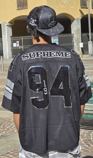 Supreme Black '94' Jersey T-Shirt with Gray Stripes view 7