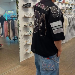Supreme Black '94' Jersey T-Shirt with Gray Stripes view 8