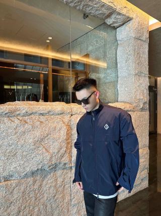 Navy Zip-Up Lightweight Jacket with Diamond Logo