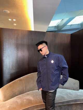 Navy Zip-Up Lightweight Jacket with Diamond Logo view 4