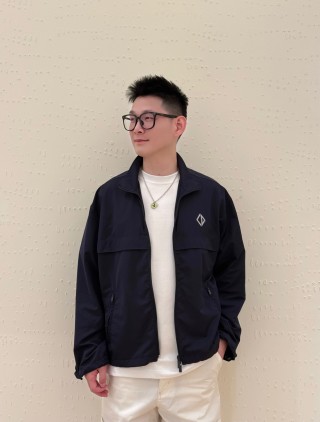 Navy Zip-Up Lightweight Jacket with Diamond Logo view 5