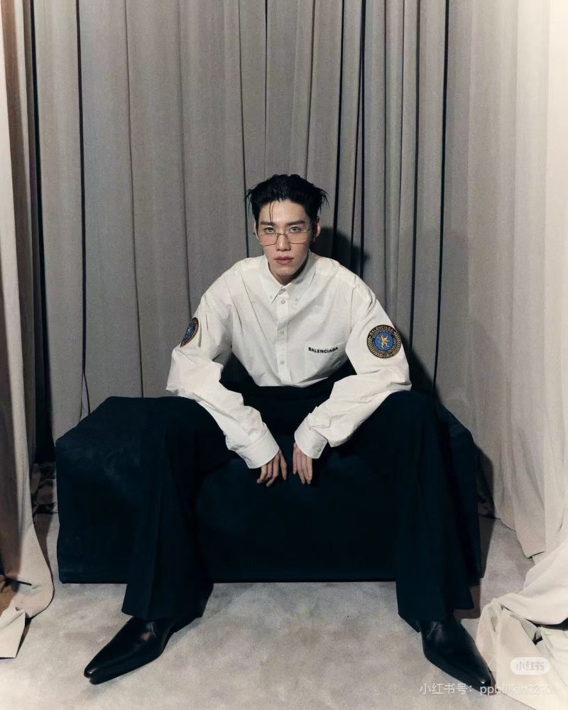 Balenciaga White Crest Logo Button-Up Shirt