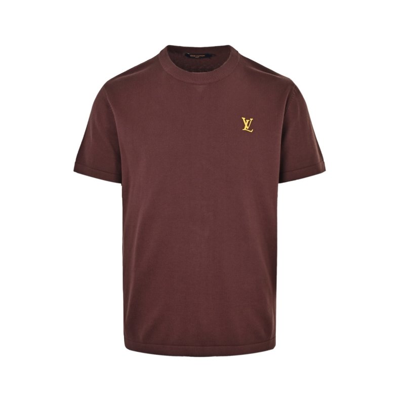 Louis Vuitton Brown Crewneck T-Shirt with Gold LV Logo view