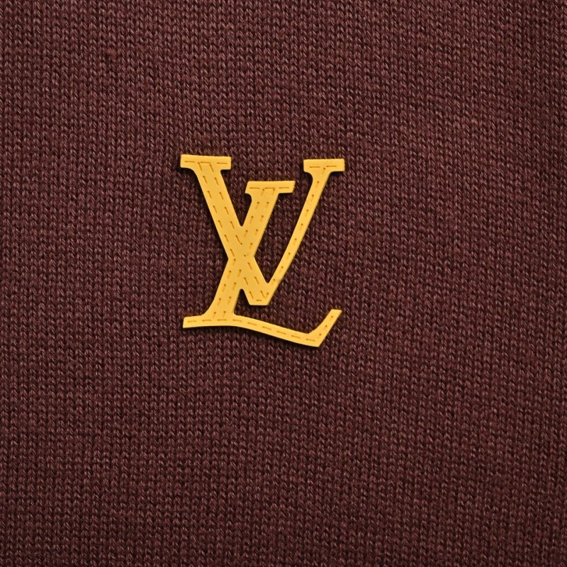 Louis Vuitton Brown Crewneck T-Shirt with Gold LV Logo view