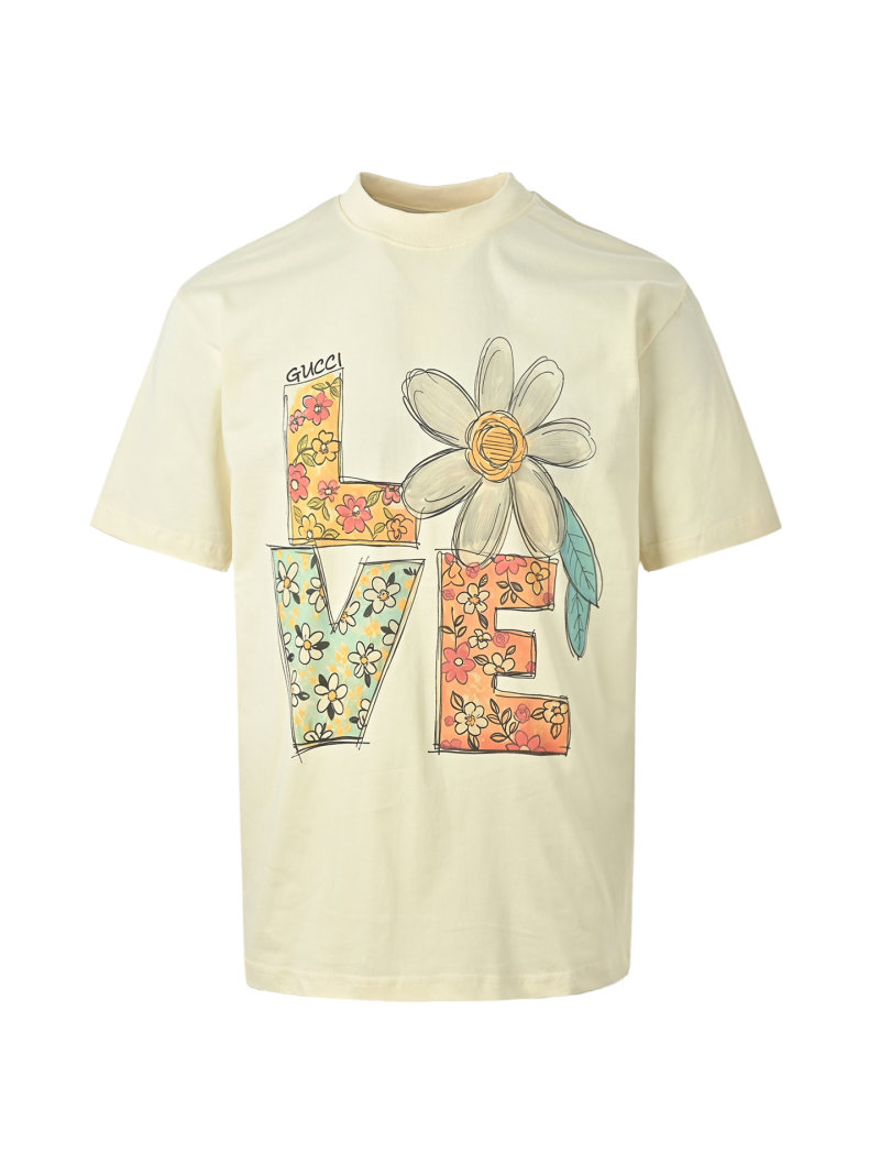 LOVE Floral Graphic Short Sleeve T-Shirt Cream view