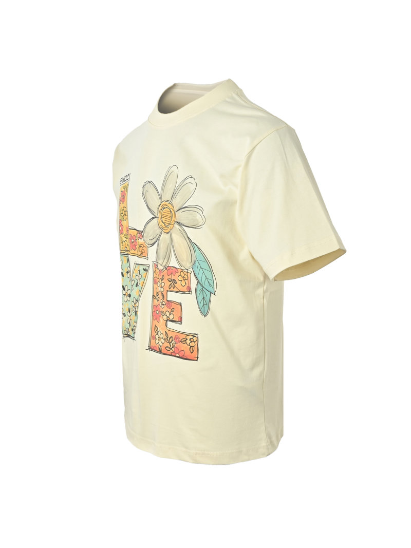 LOVE Floral Graphic Short Sleeve T-Shirt Cream view