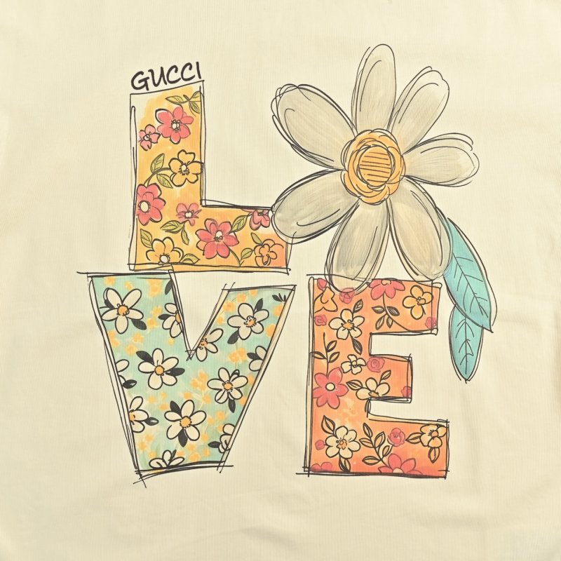 LOVE Floral Graphic Short Sleeve T-Shirt Cream view