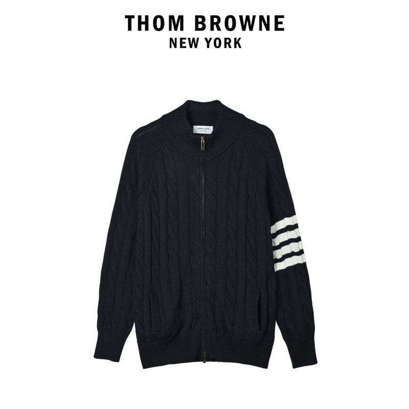 Navy Blue Striped Sleeve Zip Cardigan view