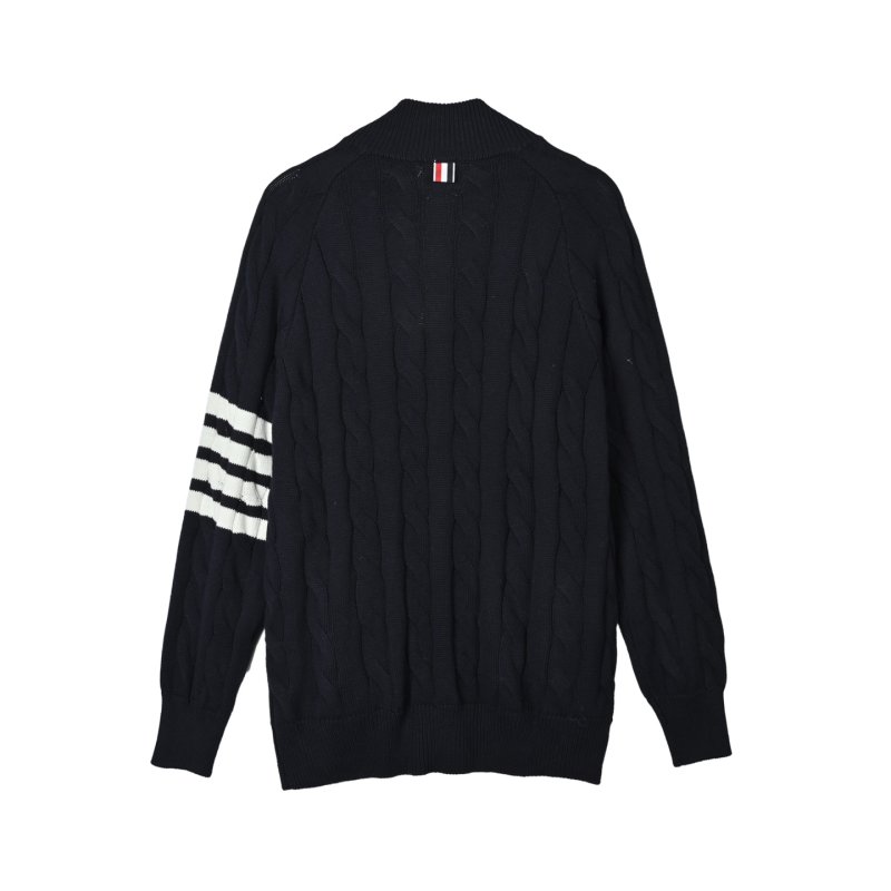 Navy Blue Striped Sleeve Zip Cardigan view