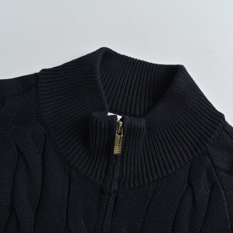 Navy Blue Striped Sleeve Zip Cardigan view