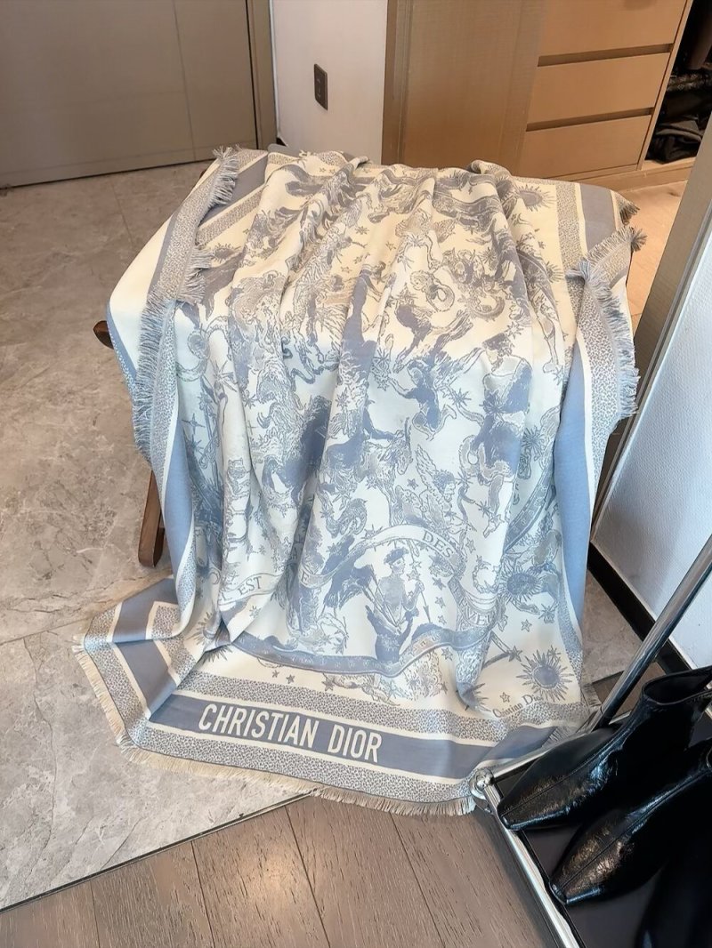 Dior Jungle Animal Silk Wool Square Scarf 140cm – Cream view