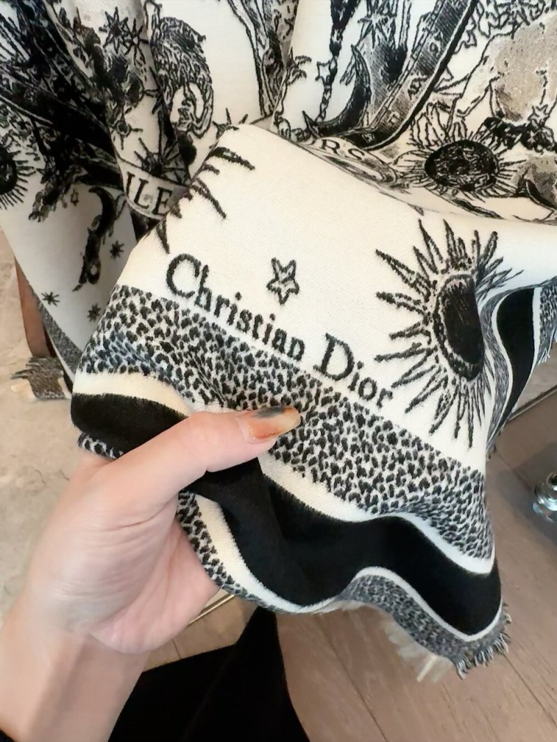Dior Jungle Animal Silk Wool Square Scarf 140cm – Cream view
