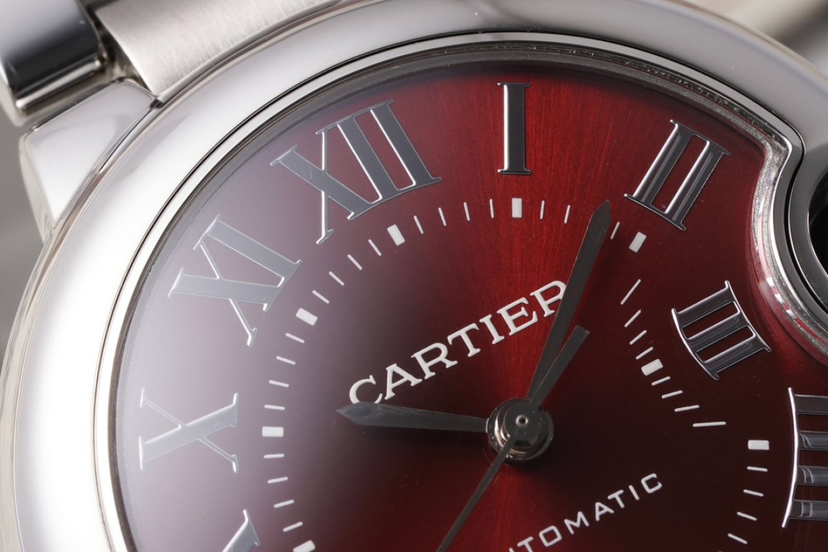 Cartier Ballon Bleu 33mm Red Dial Steel Watch view