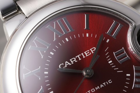 Cartier Ballon Bleu 33mm Red Dial Steel Watch view 4