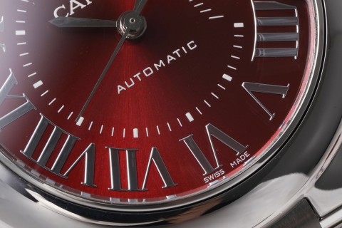 Cartier Ballon Bleu 33mm Red Dial Steel Watch view 5