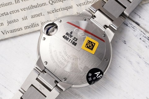 Cartier Ballon Bleu 33mm Red Dial Steel Watch view 8