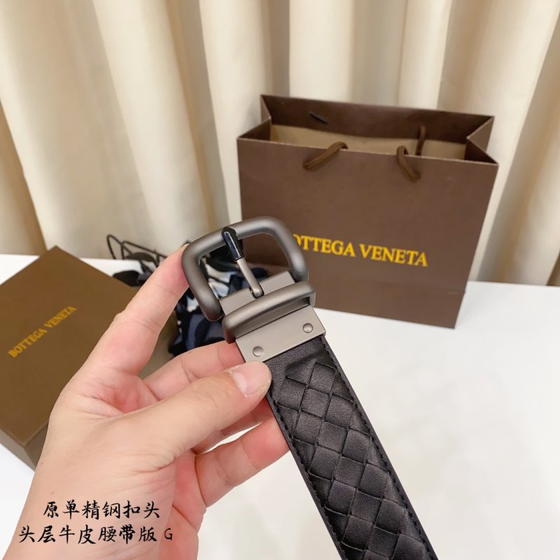 Bottega Veneta Intrecciato Woven Black Leather Belt 3.5cm view