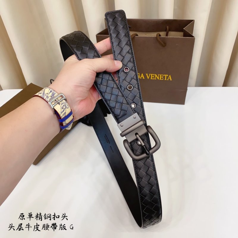 Bottega Veneta Intrecciato Woven Black Leather Belt 3.5cm view