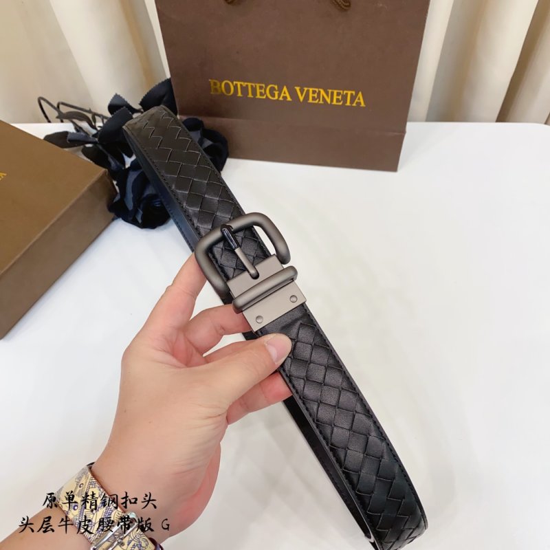 Bottega Veneta Intrecciato Woven Black Leather Belt 3.5cm view